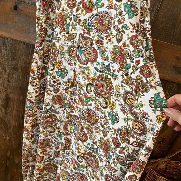 Catch My I Sz L Halter Yellow Red Paisley Maxi Cotton Spaghetti Straps Dress - Picture 6 of 8